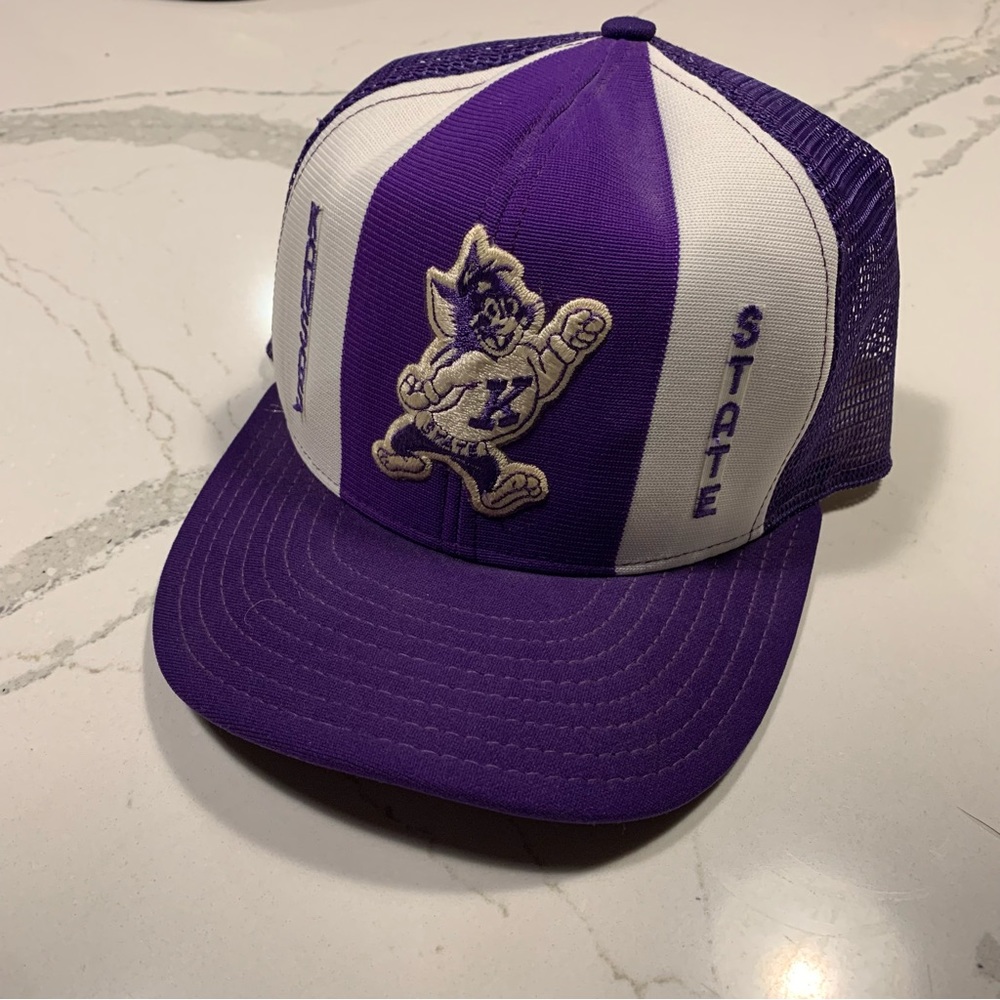 Vintage Kansas State Wildcats Hat AJD Snapback Mesh Super Stripe Made in USA